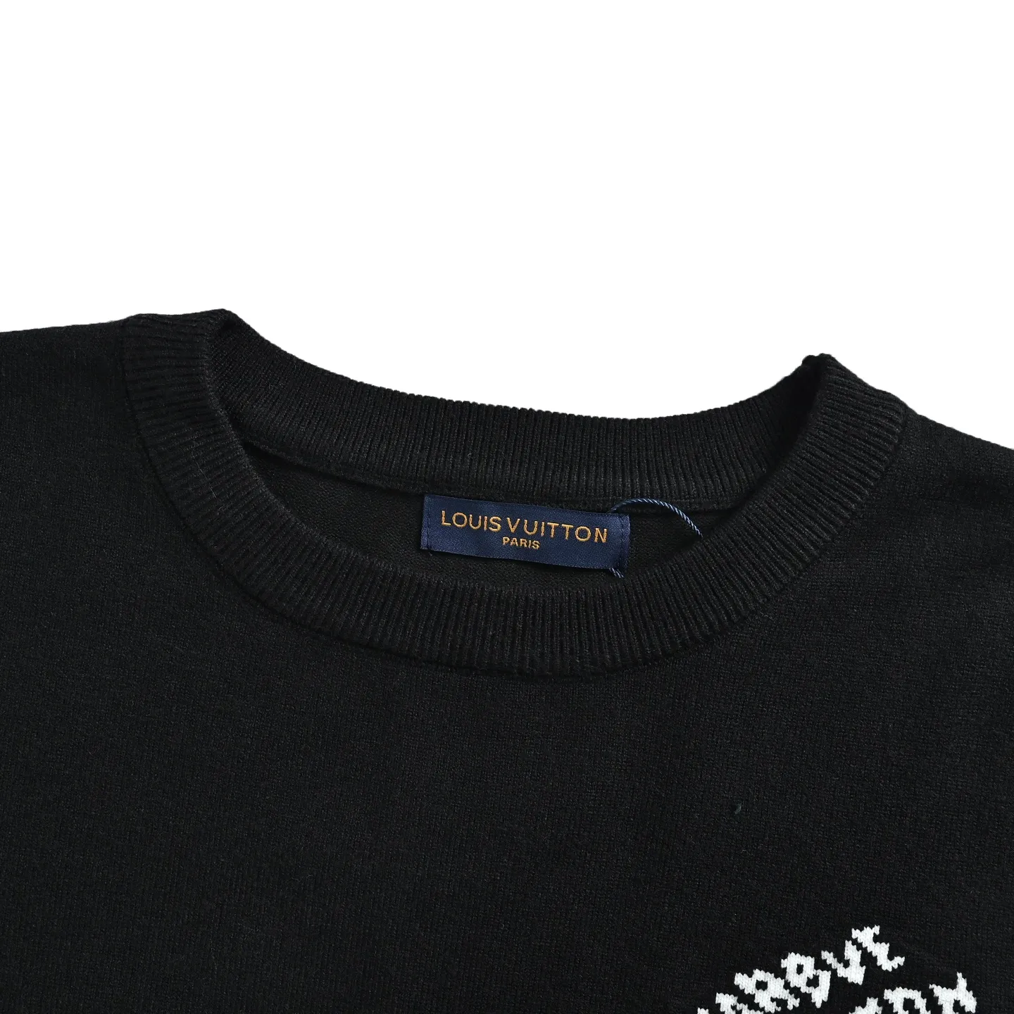 Louis Vuitton/Louis Vuitton crew neck sweater with small letters jacquard logo on cuffs